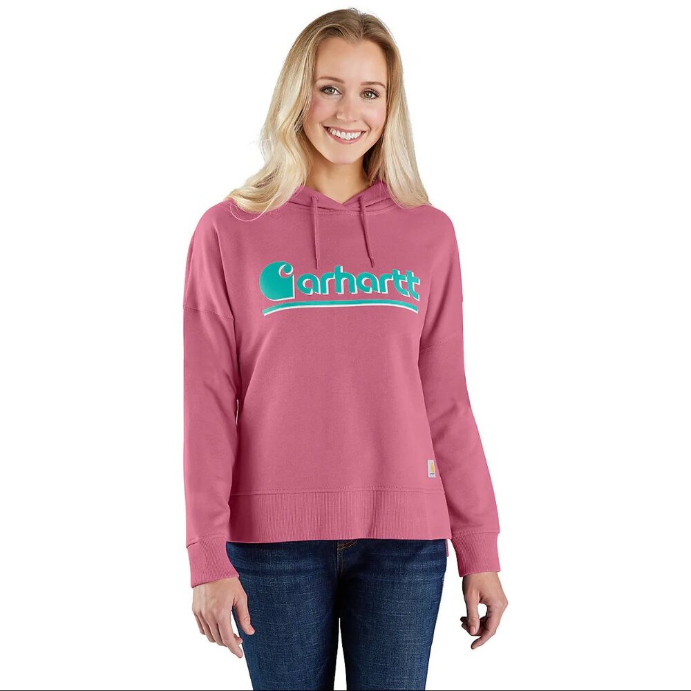 NWT Carhartt Women's TENCEL Fiber Loose Fit Graphic Hooded Sweatshirt Sz Small